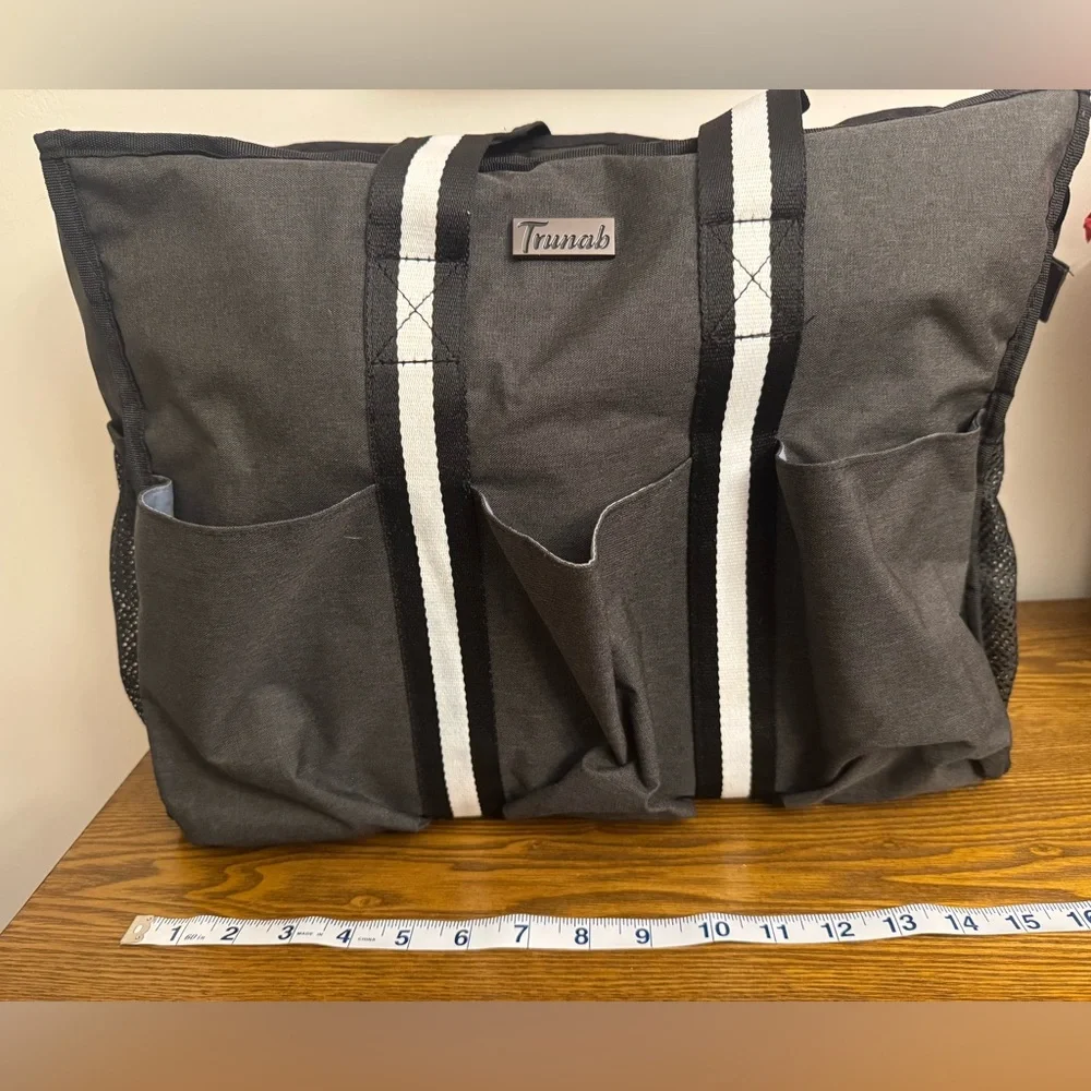 Trunab Grey Teacher Nurse Utility Tote Bag Work Organizer Pockets